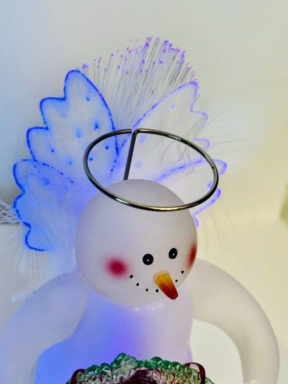 2 JC Penney Home Collection Color Changing Fiber Optic Acrylic Snowman Angel Hol